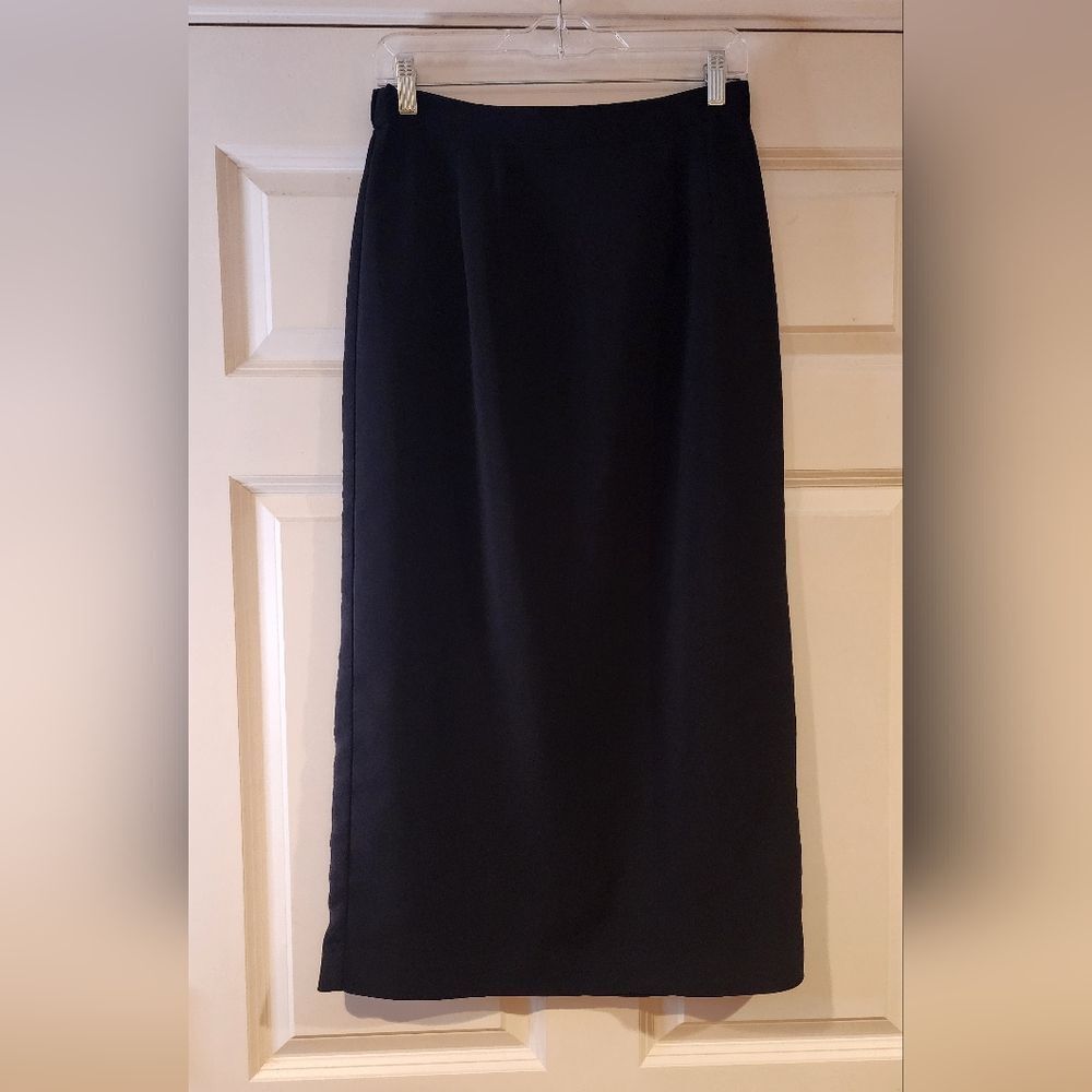 Positive Attitude black zip back maxi skirt with side slit size 12